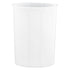 White | 13-quart oval plastic wastebasket liner, clear and form-fitting displayed on a white background.