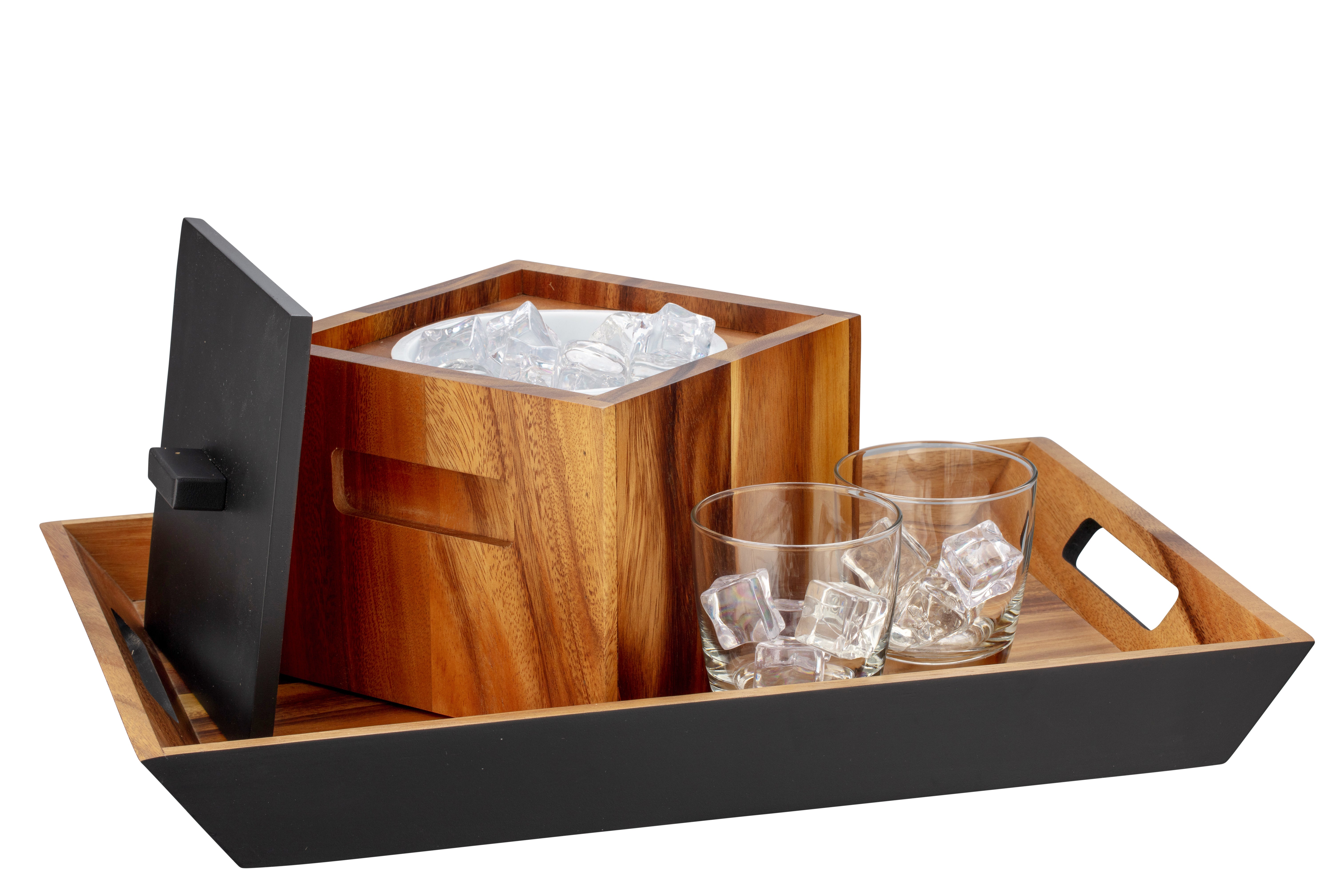 Square Acacia 2QT Ice Bucket by Taniya Nayak | Kraftware Corp