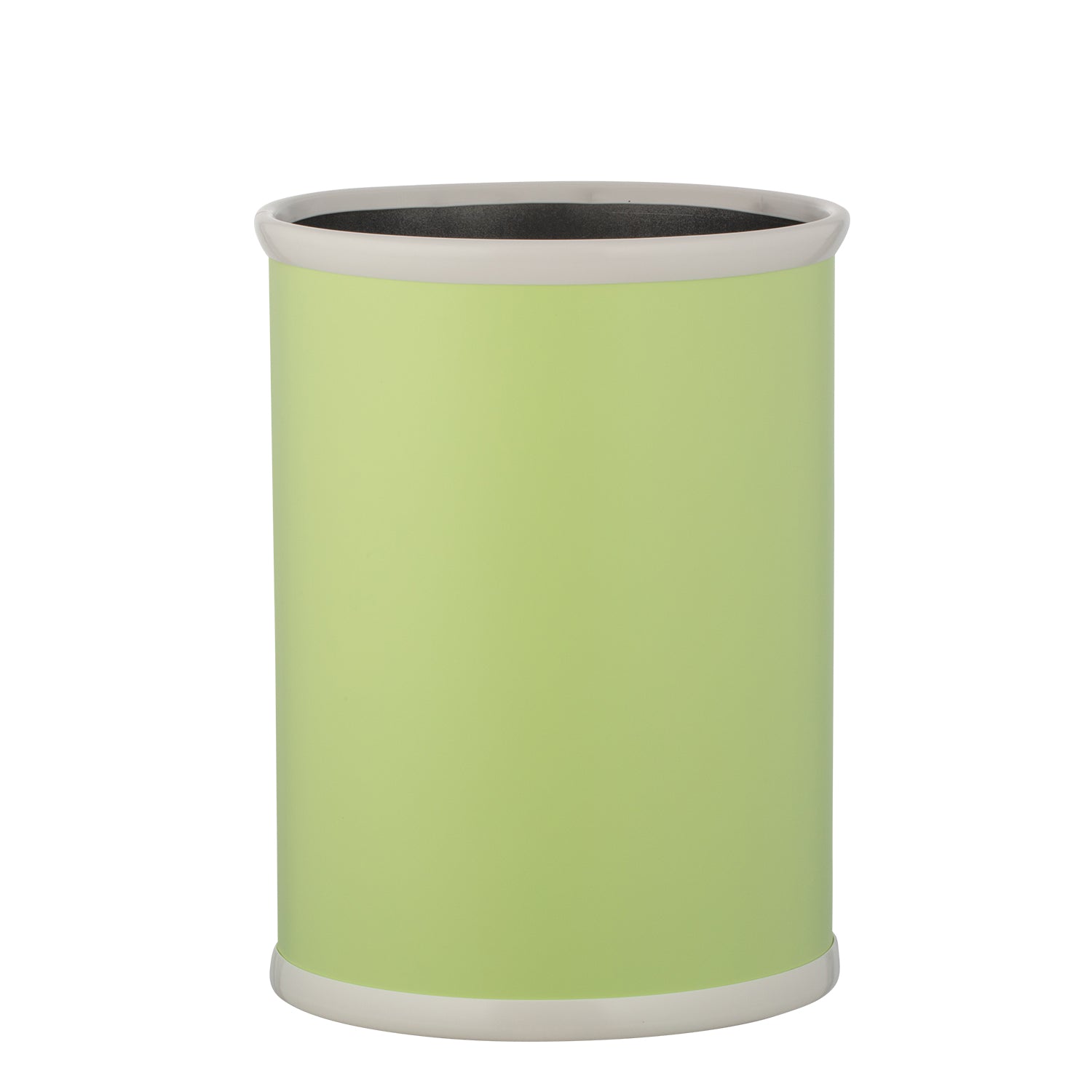 Light Green | 13QT leatherette wastebasket with subtle texture and curved edges, photographed on a white background.