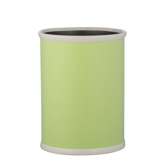 Light Green | 13QT leatherette wastebasket with subtle texture and curved edges, photographed on a white background.
