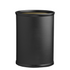 Black | Leatherette wrapped 13qt oval wastebasket with bumpers on a white background.