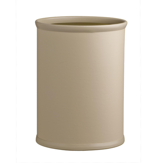 Beige | cylindrical trash can on a white background